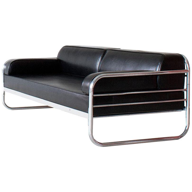 Art Deco streamline tubular stell, couch/daybed, Germany, c. 1930