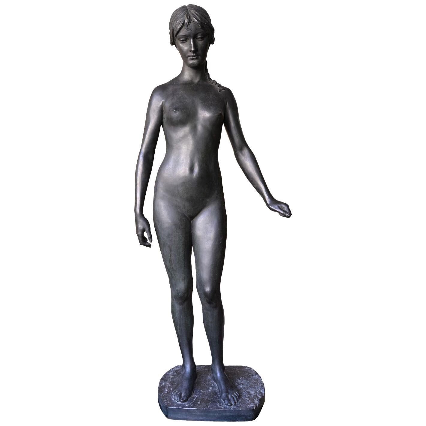 Neoclassical life size Bronze Statue of Psyche, Ludvig Brandstrup, Denmark, 1898