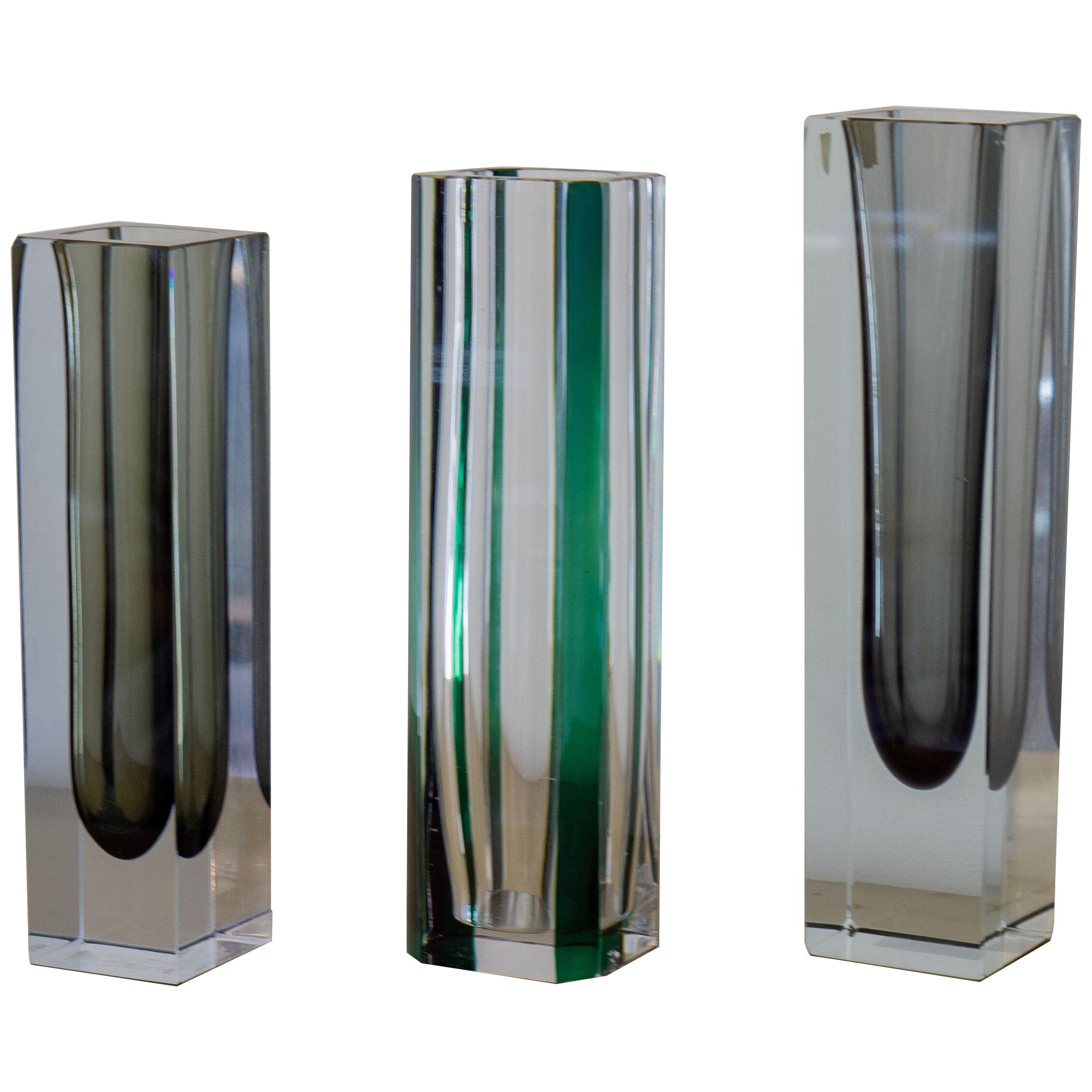 Group of Three Large Murano Glass Vases