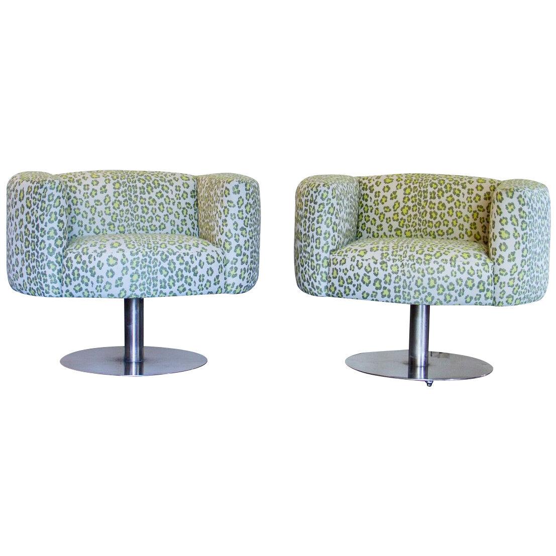 Pair of Heavy Steel Swivel Chairs by Carter