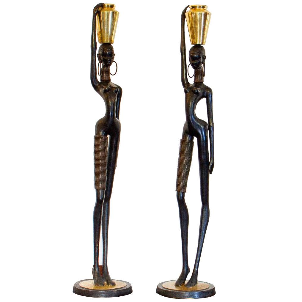 Pair of Hagenauer Style Nubian Figures 1970s