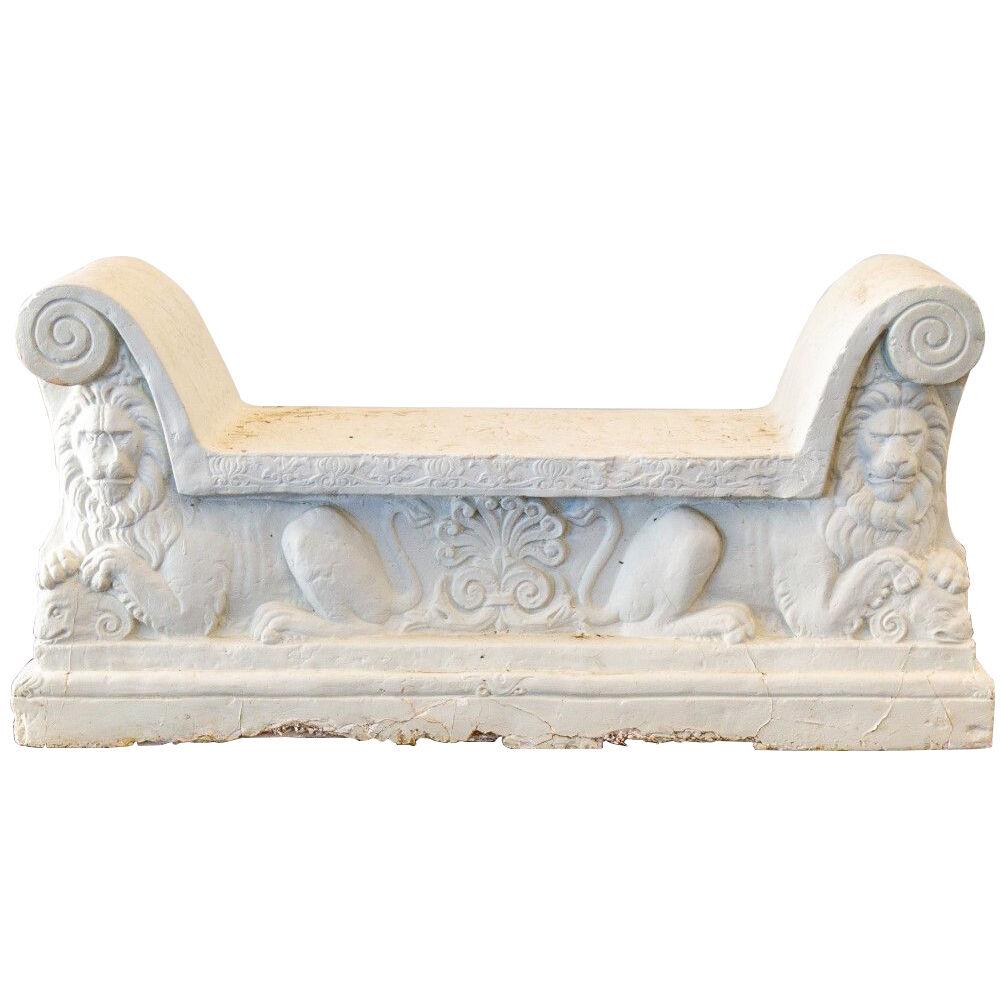 A Unique Hard Plaster Maquette of an 18th Century Italian Marble Bench