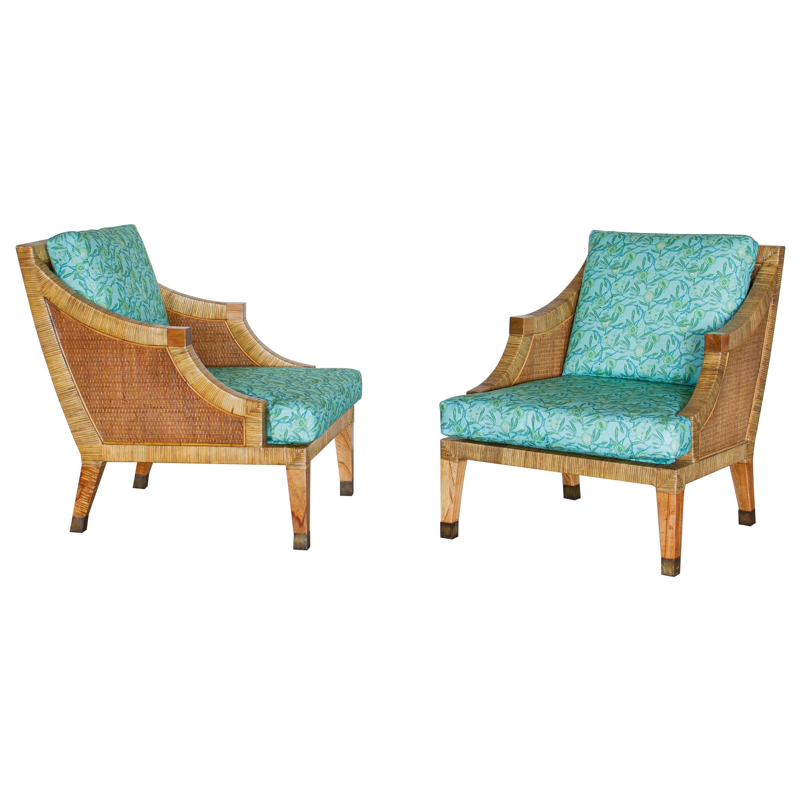 A Pair of Rattan Framed Armchairs, 1970s