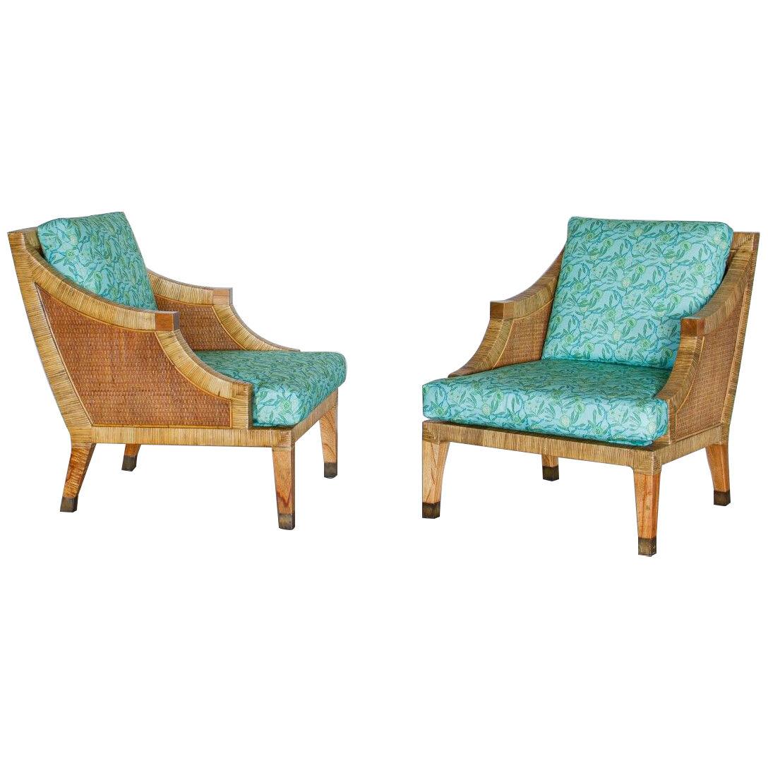 A Pair of Rattan Framed Armchairs, 1970s