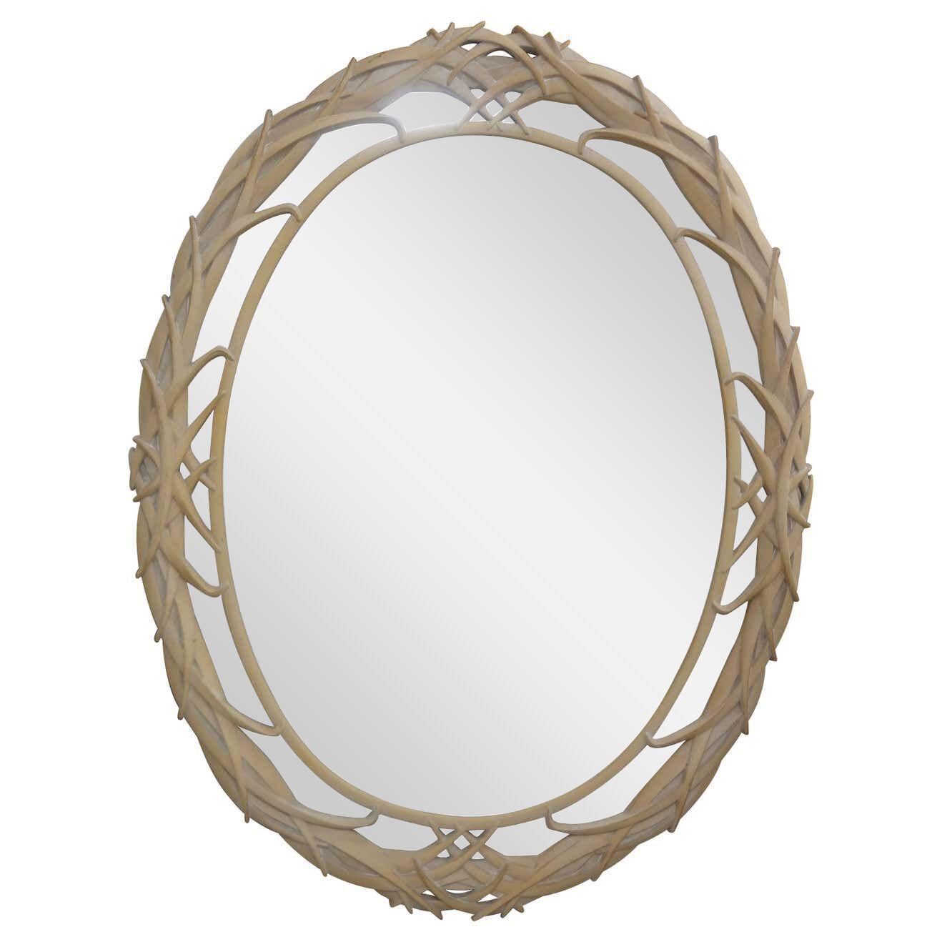 Hollywood Regency Palm Frond Oval Mirror