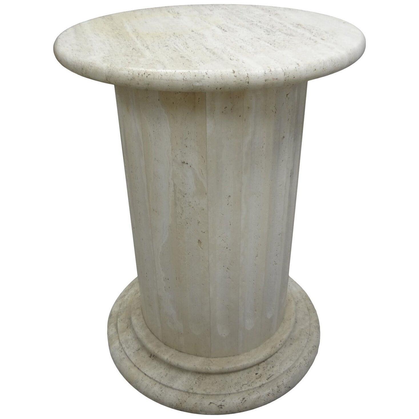 Italian Mario Bellini Style Fluted Travertine Pedestal or Table Base