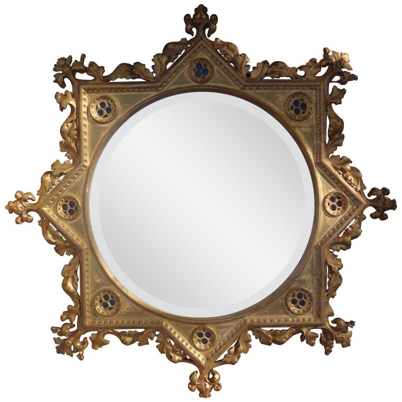 19th Century Italian Giltwood Beveled Mirror