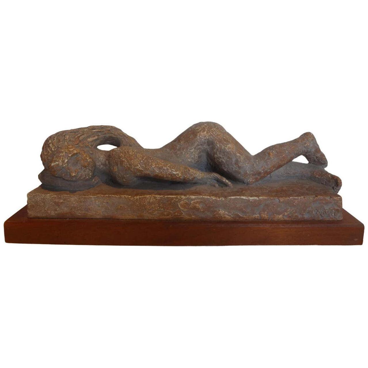 Vintage Terracotta Female Nude Sculpture