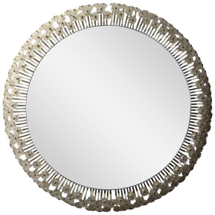 Mid-Century Mirror With Glass Blossoms by Emil Stejnar for Rupert Nikoll