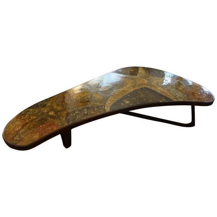 Mid-Century Modern Bronze, Resin and Shell Coffee Table