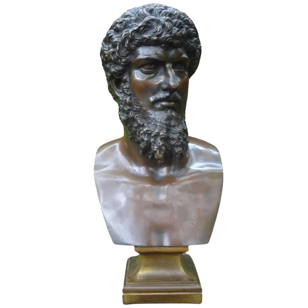 19th Century French Bronze Bust Sculpture of Zeus