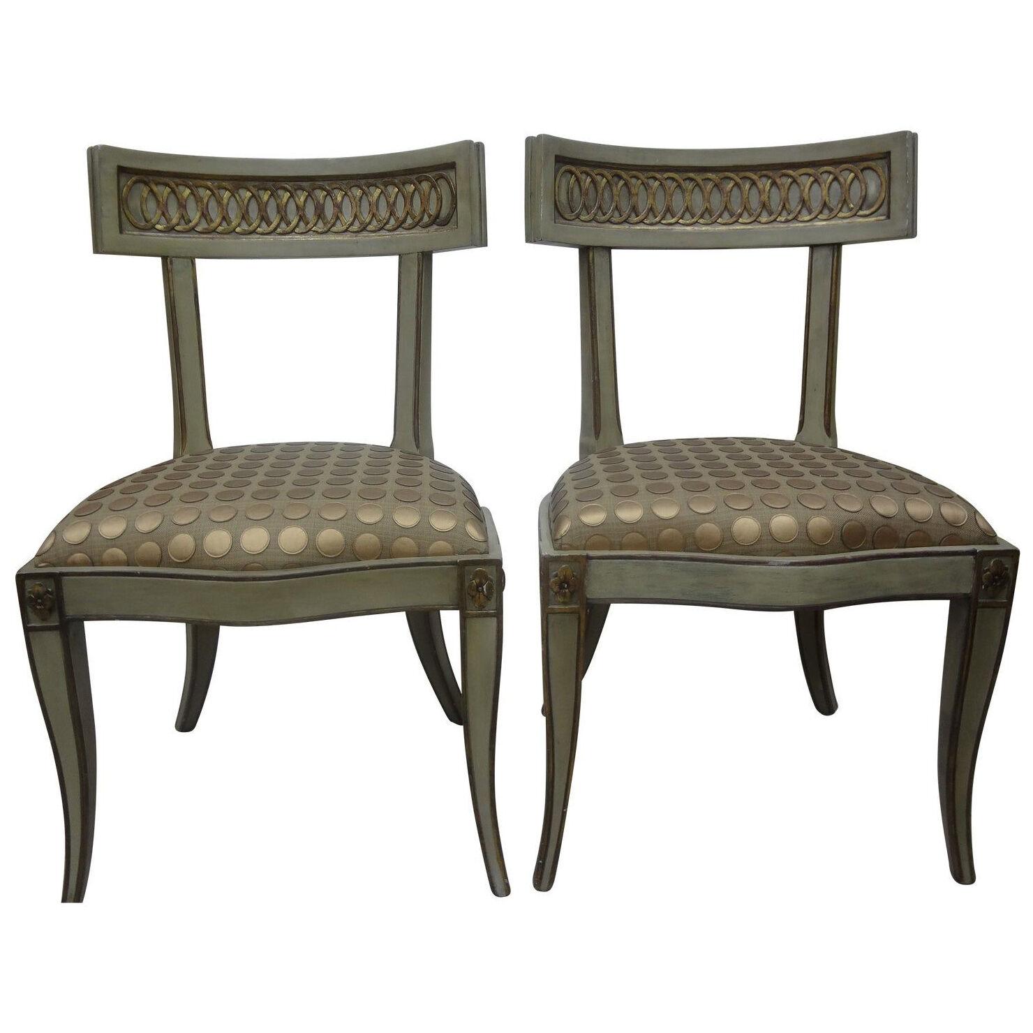Pair of Italian Hollywood Regency Klismos Chairs