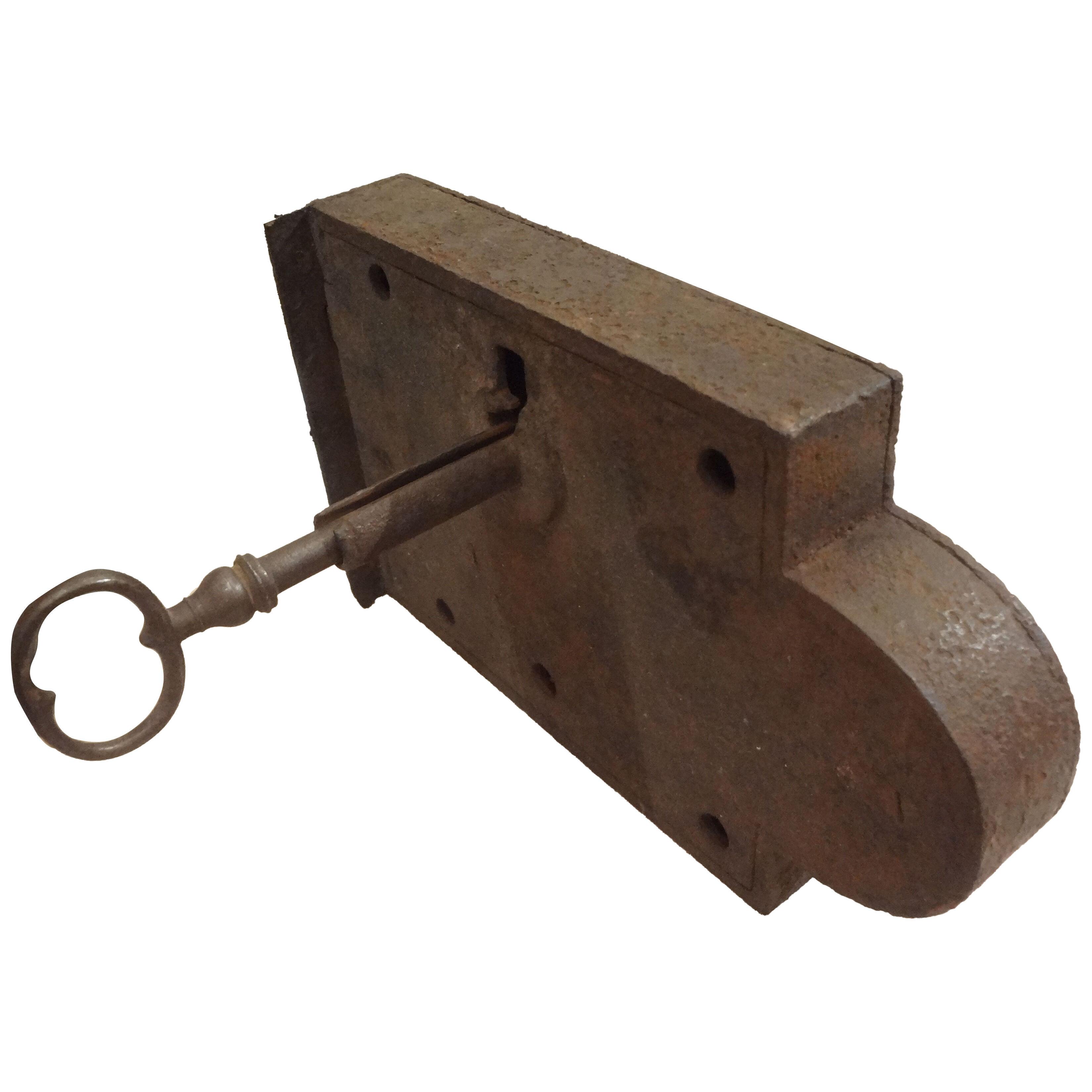 18th Century French Iron Lock And Key