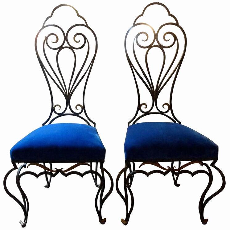 Pair Of French Iron Chairs Attributed to Jean-Charles Moreux