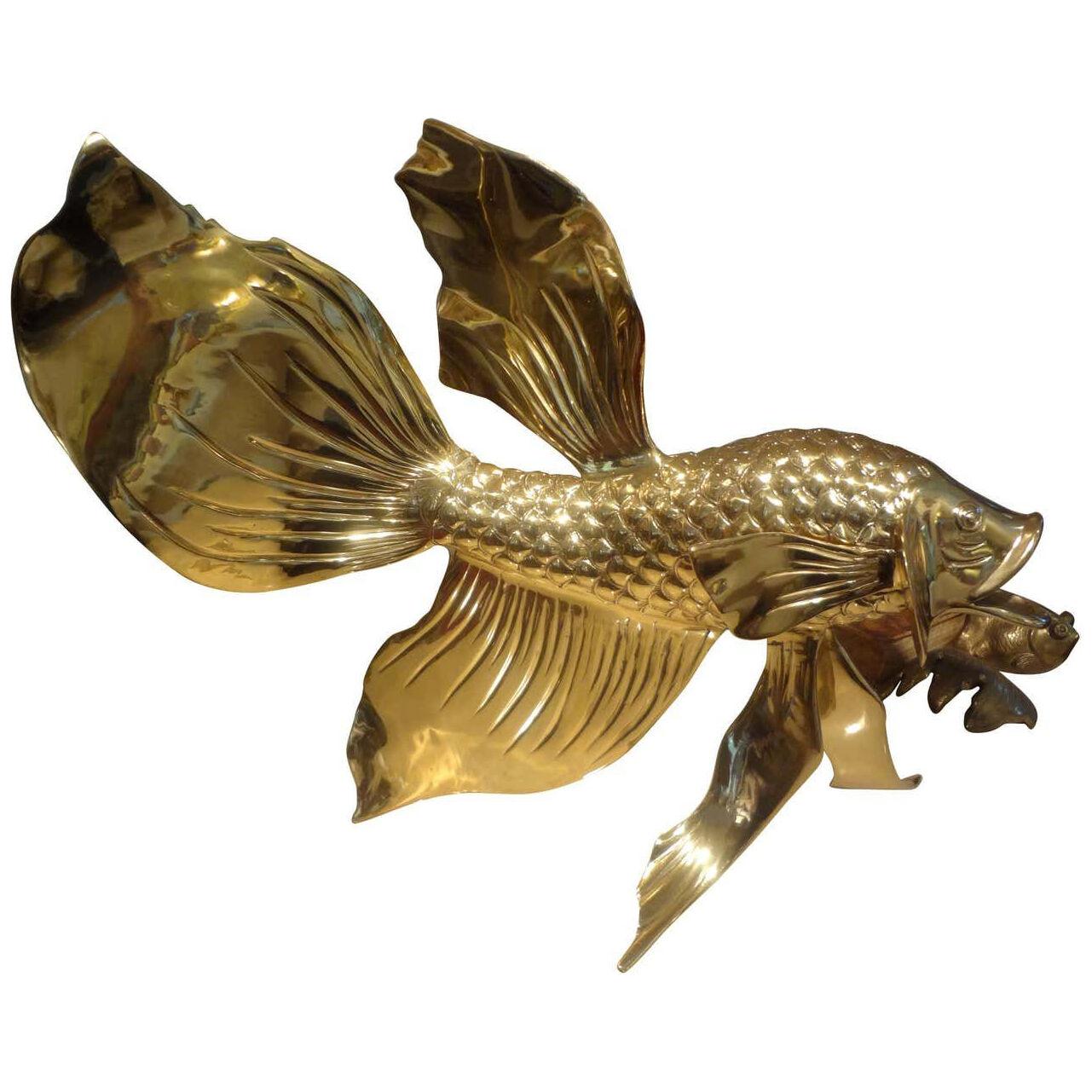 Monumental Italian Brass Fish Sculpture