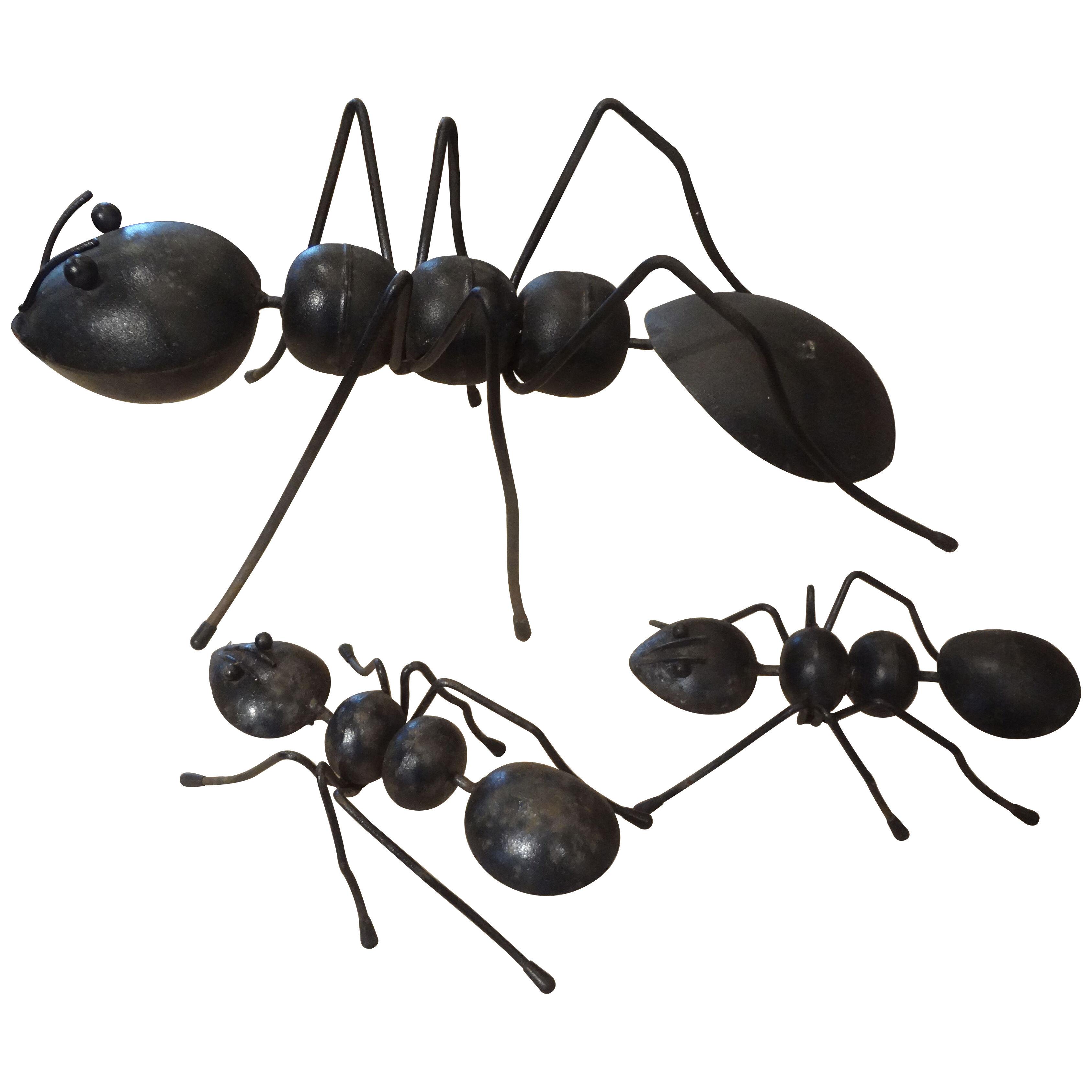 Set of Brutalist decorative iron ants