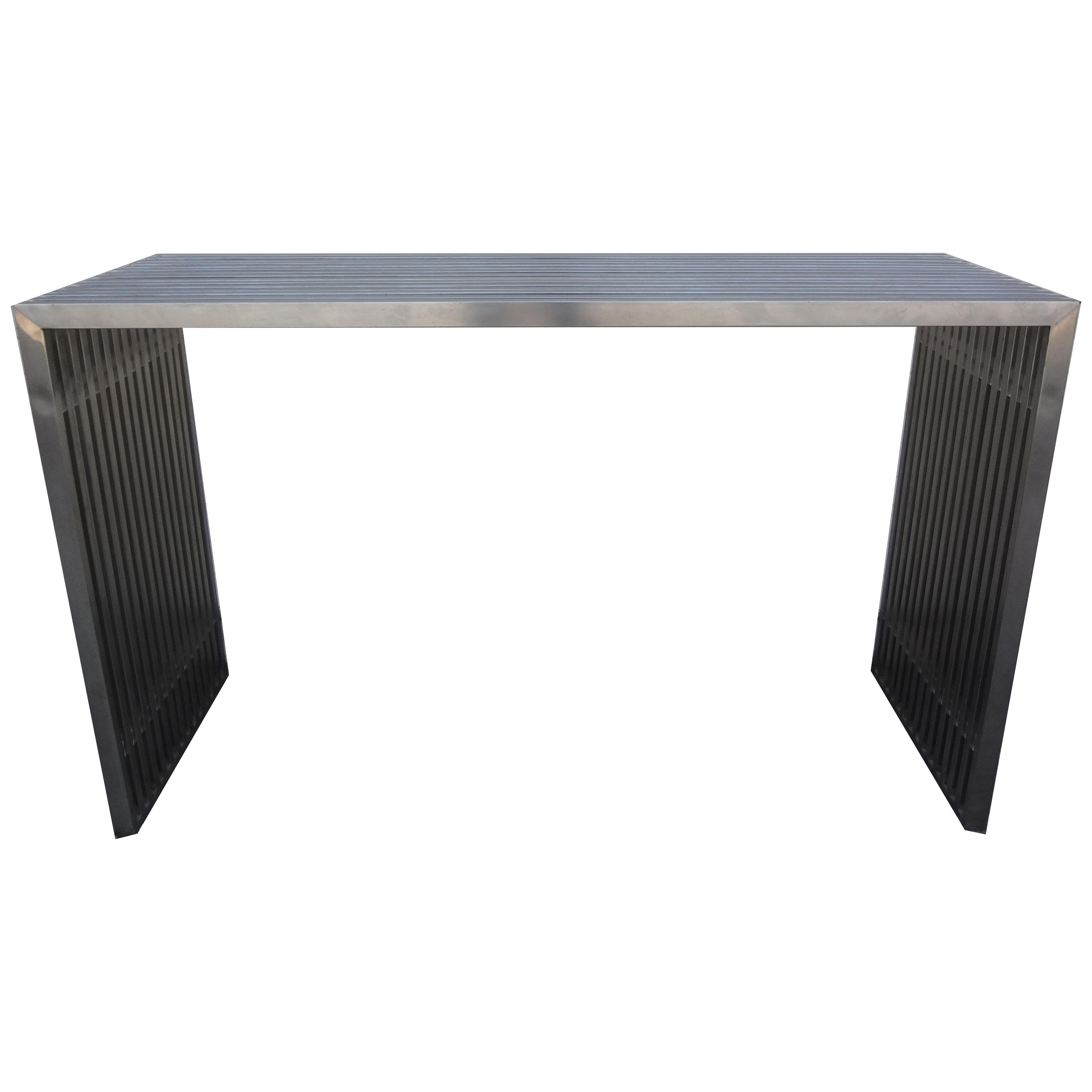 Italian Stainless Steel And Acrylic Console Table