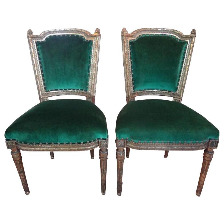 Pair Of 19th Century French Louis XVI Style Giltwood Chairs