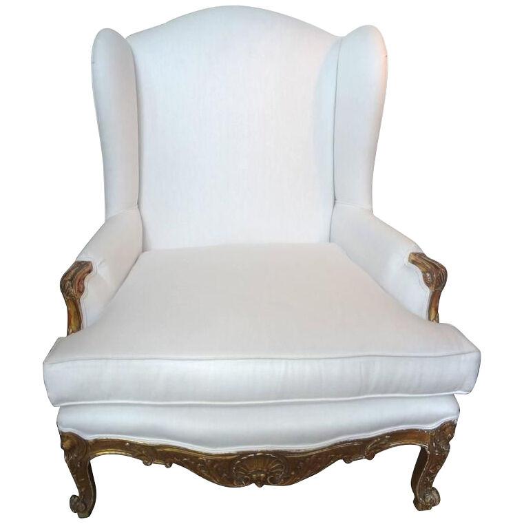 19th Century French Regence Giltwood Marquise Chair