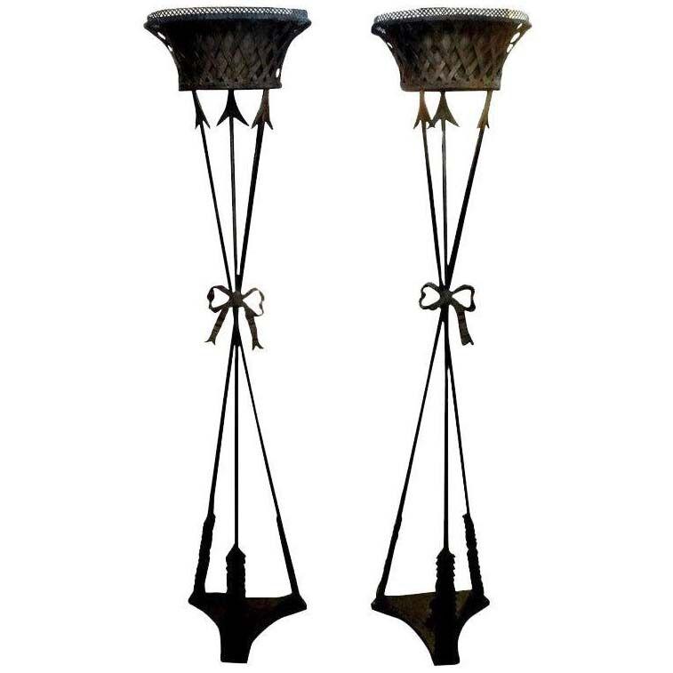 Pair Of French Neoclassical Style Iron Torchieres