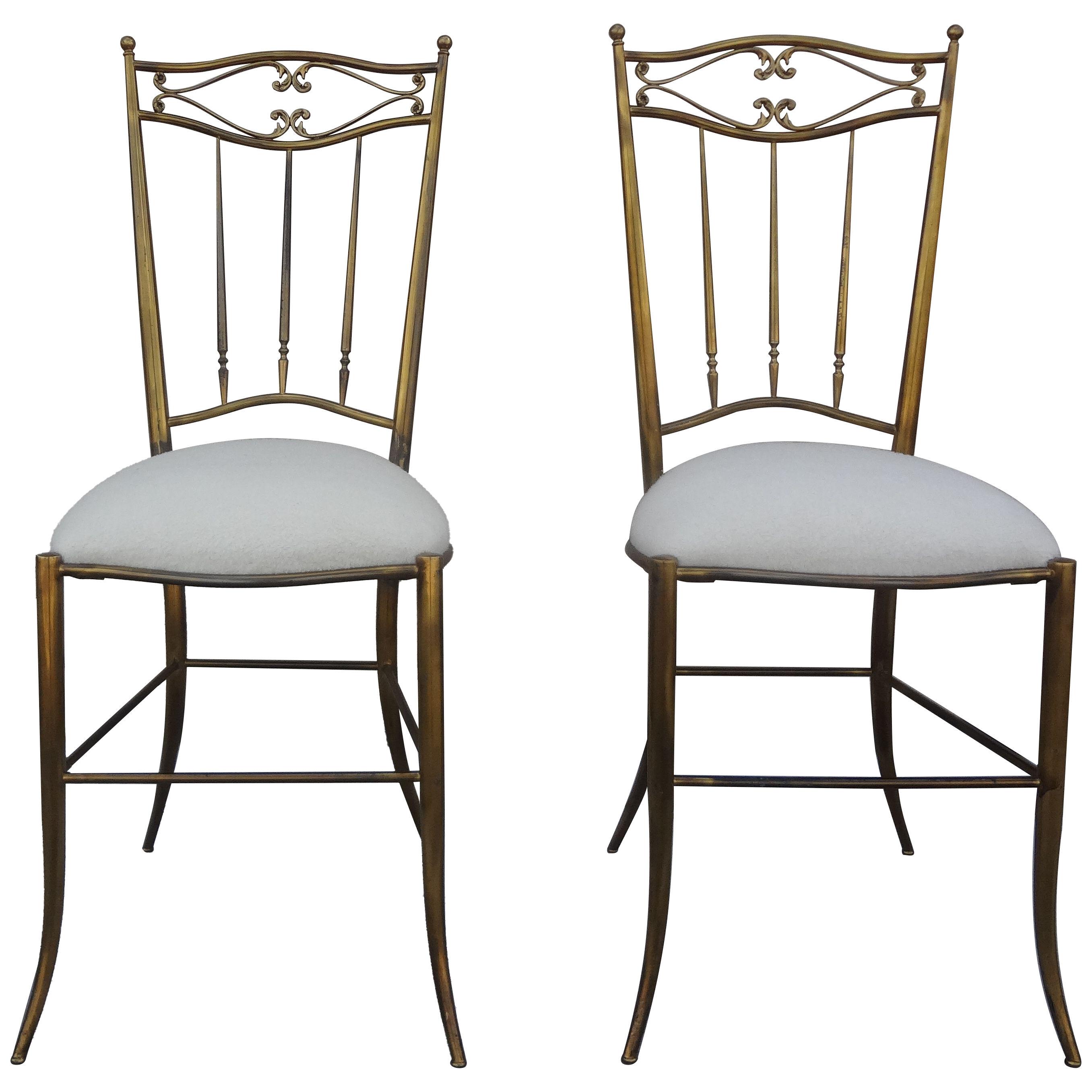 Pair Of Vintage Italian Brass Chiavari Chairs