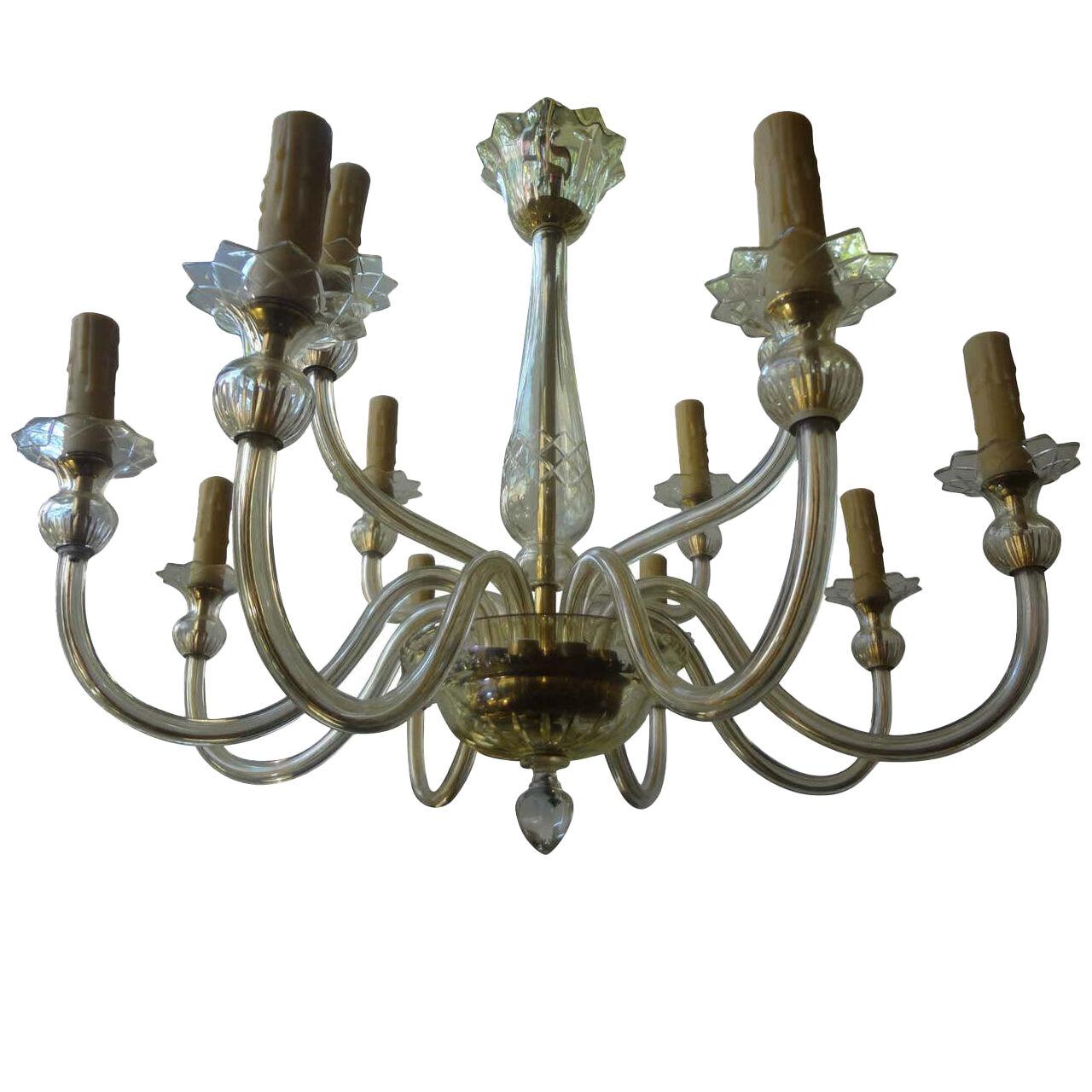 Murano Glass Two Tiered Chandelier by Seguso