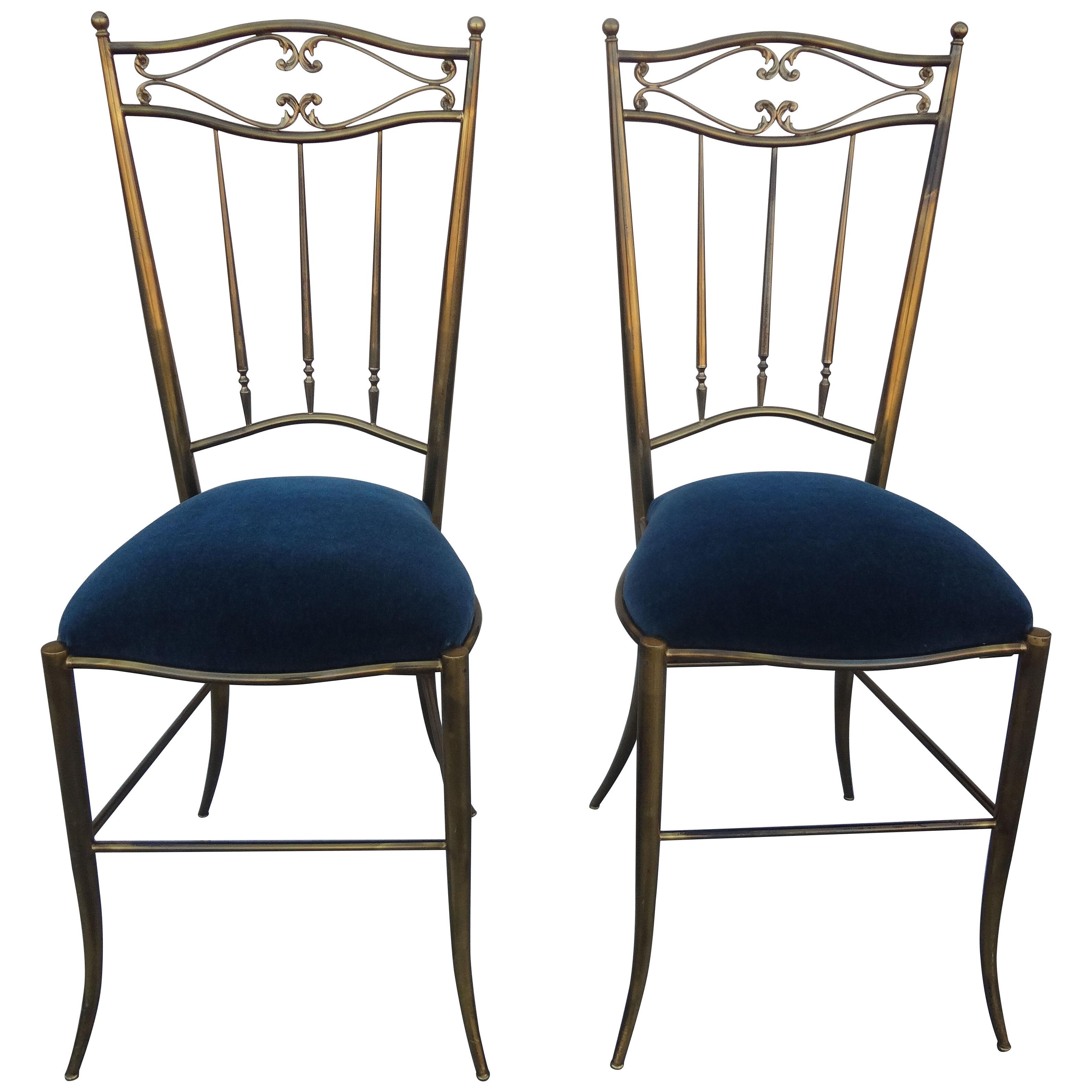 Pair Of Italian Brass Chiavari Chairs