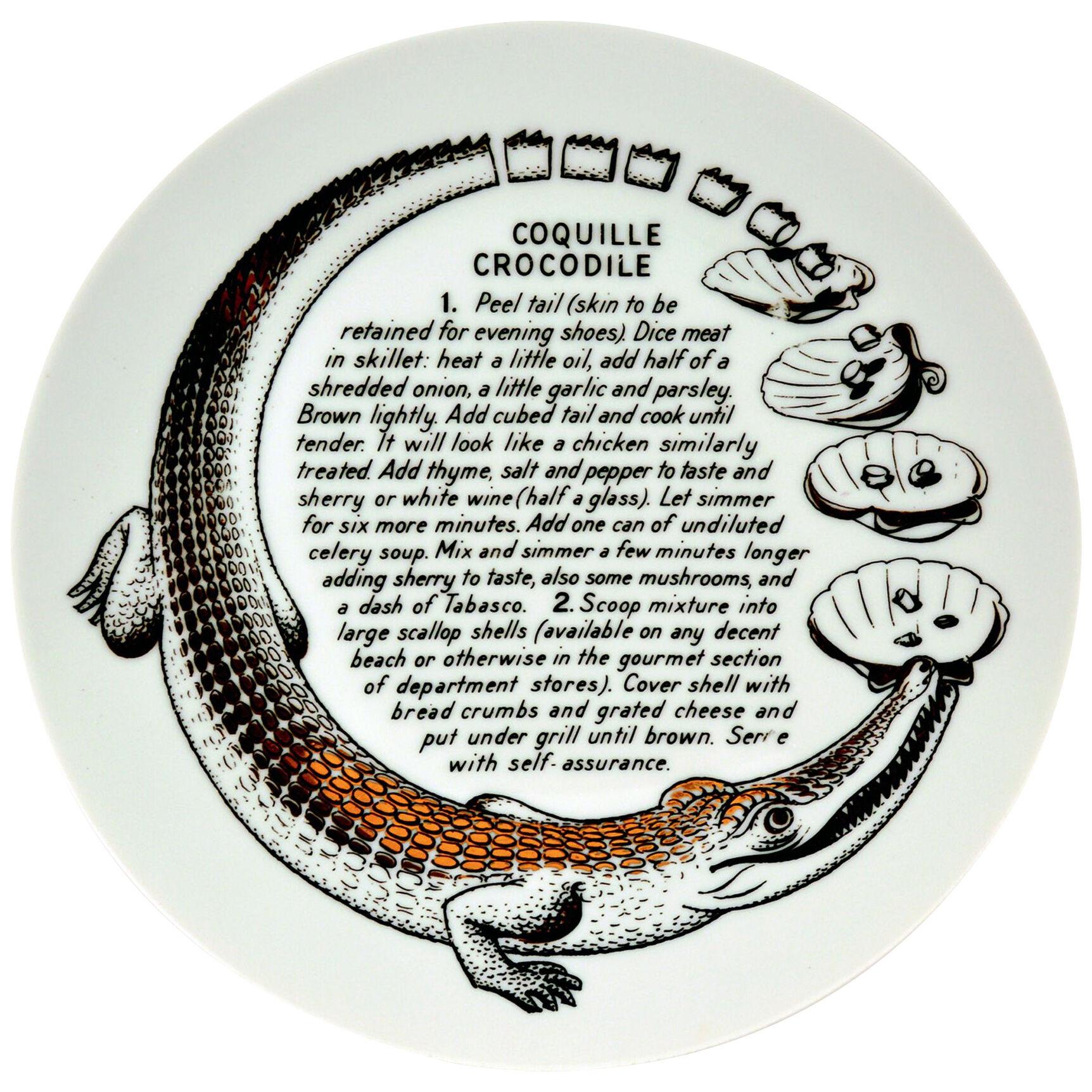 Piero Fornasetti Porcelain Cook Plate, Coquille Crocodile