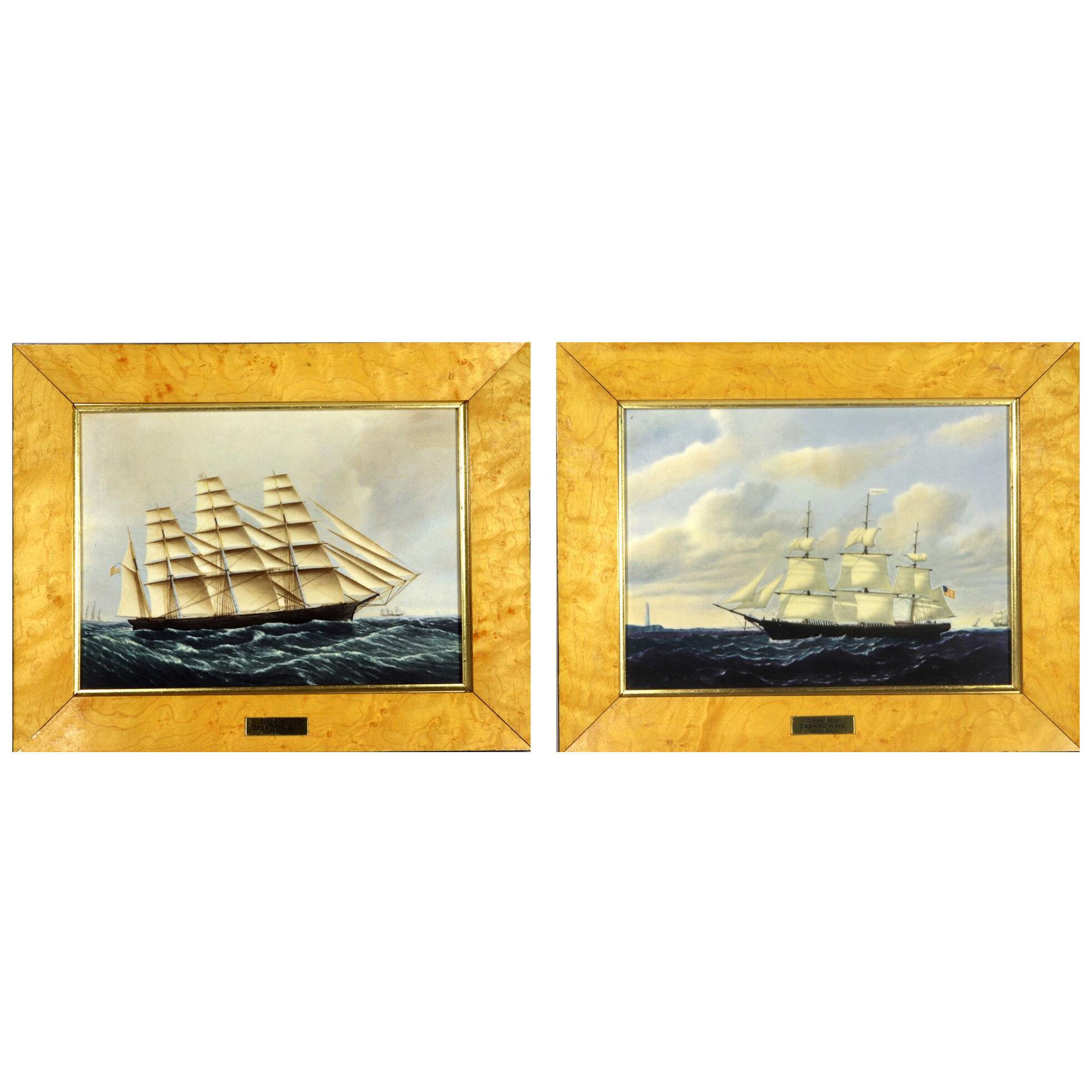 Wedgwood Porcelain Plaques of  Ships  The Great Republic and The Dashing Wave