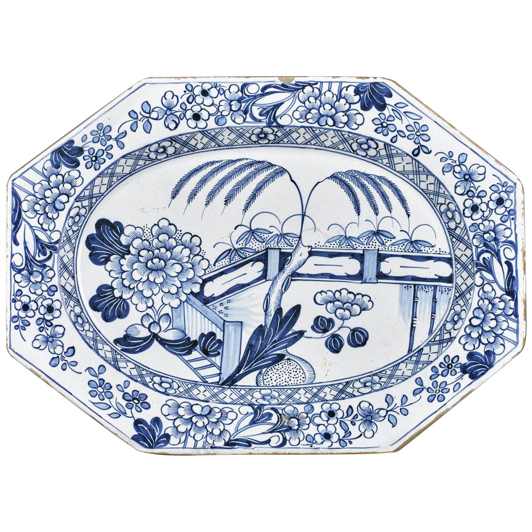 Liverpool or Irish Delftware Blue & White Dish
