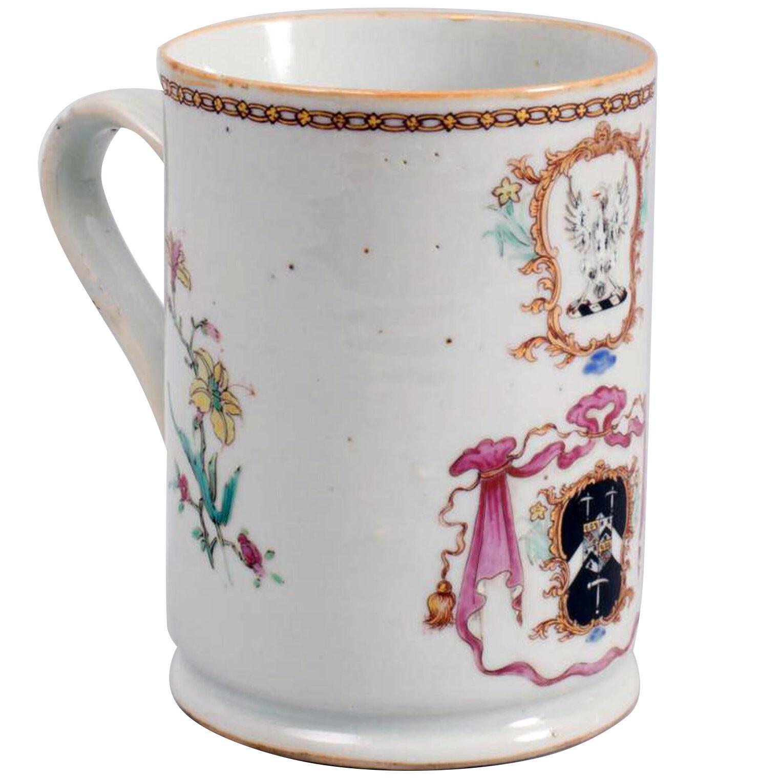 Chinese Export Porcelain Armorial Tankard, Mosey with Pulleyne in Prentice