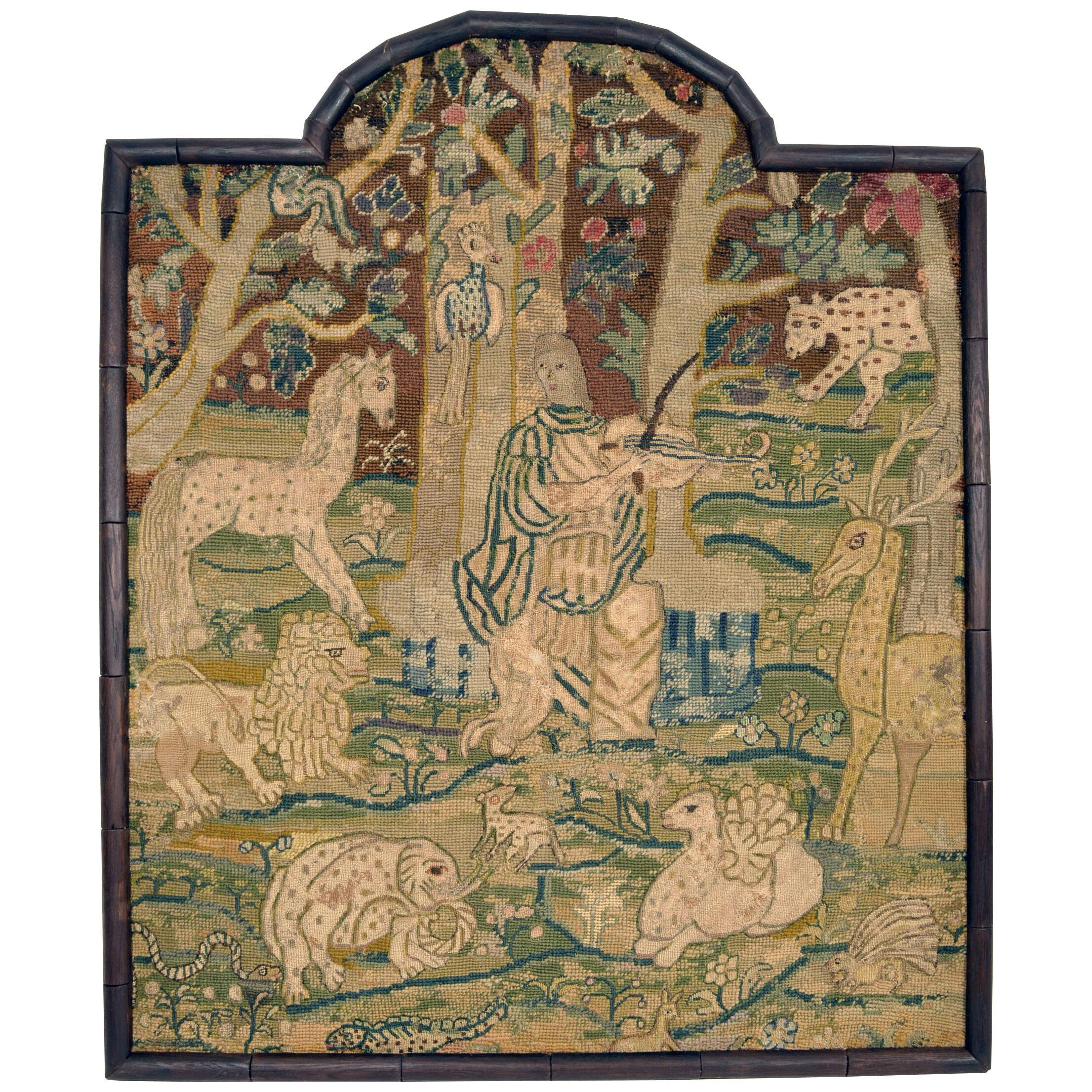 17th Century Needlework of Orpheus Taming The Wld Animals