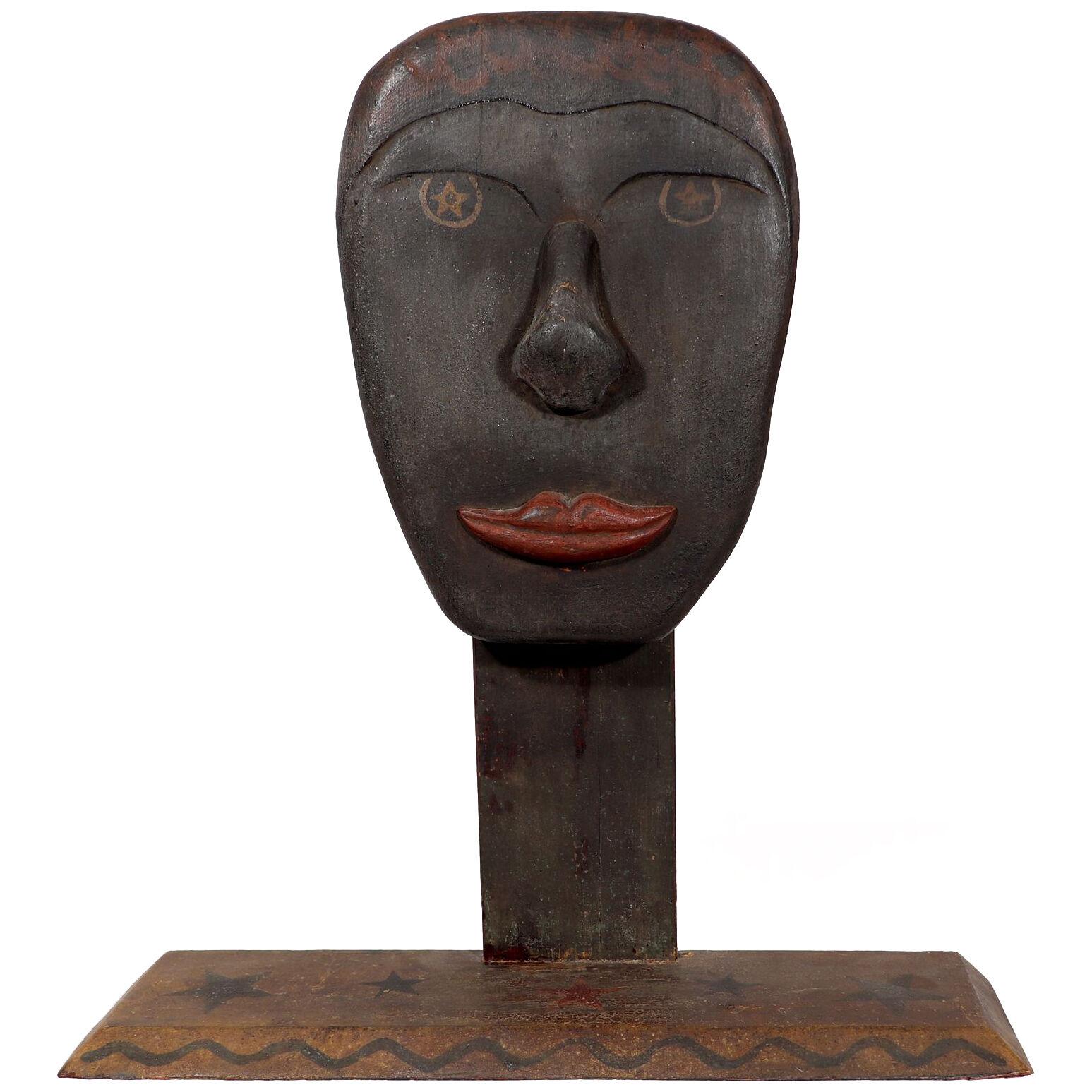 American Folk Art Sculpture of An African American Man's Head, Circa 1900