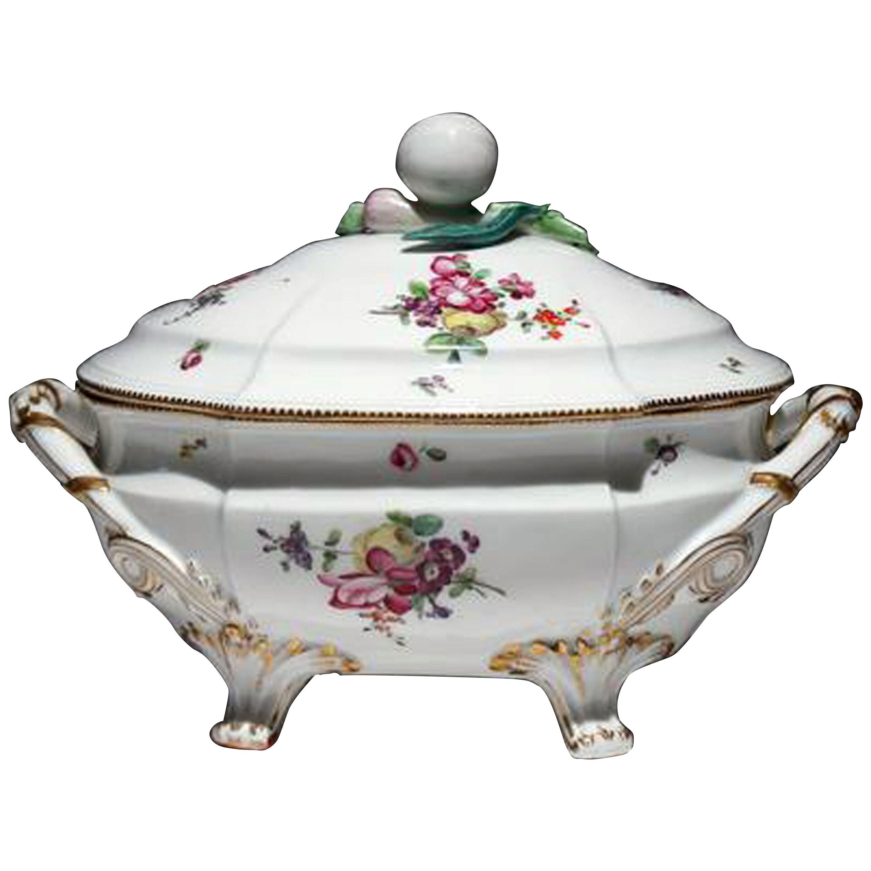 18th Century French Porcelain Soup Tureen and Cover, Boissettes Factory