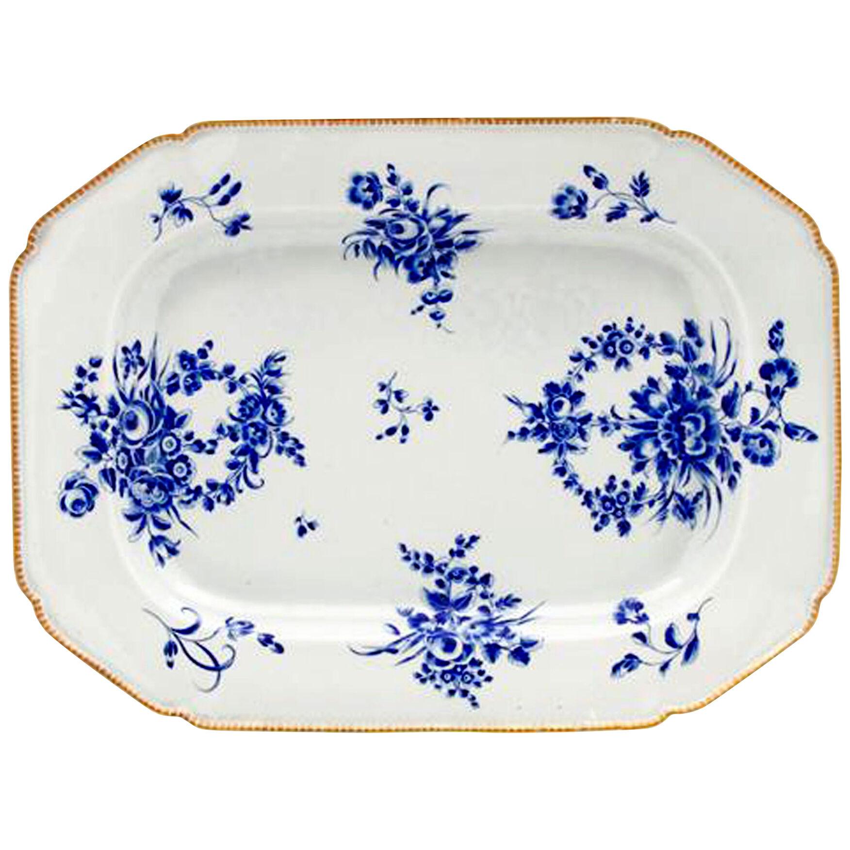 First Period Worcester Porcelain Dry Blue Enamel Large Dish