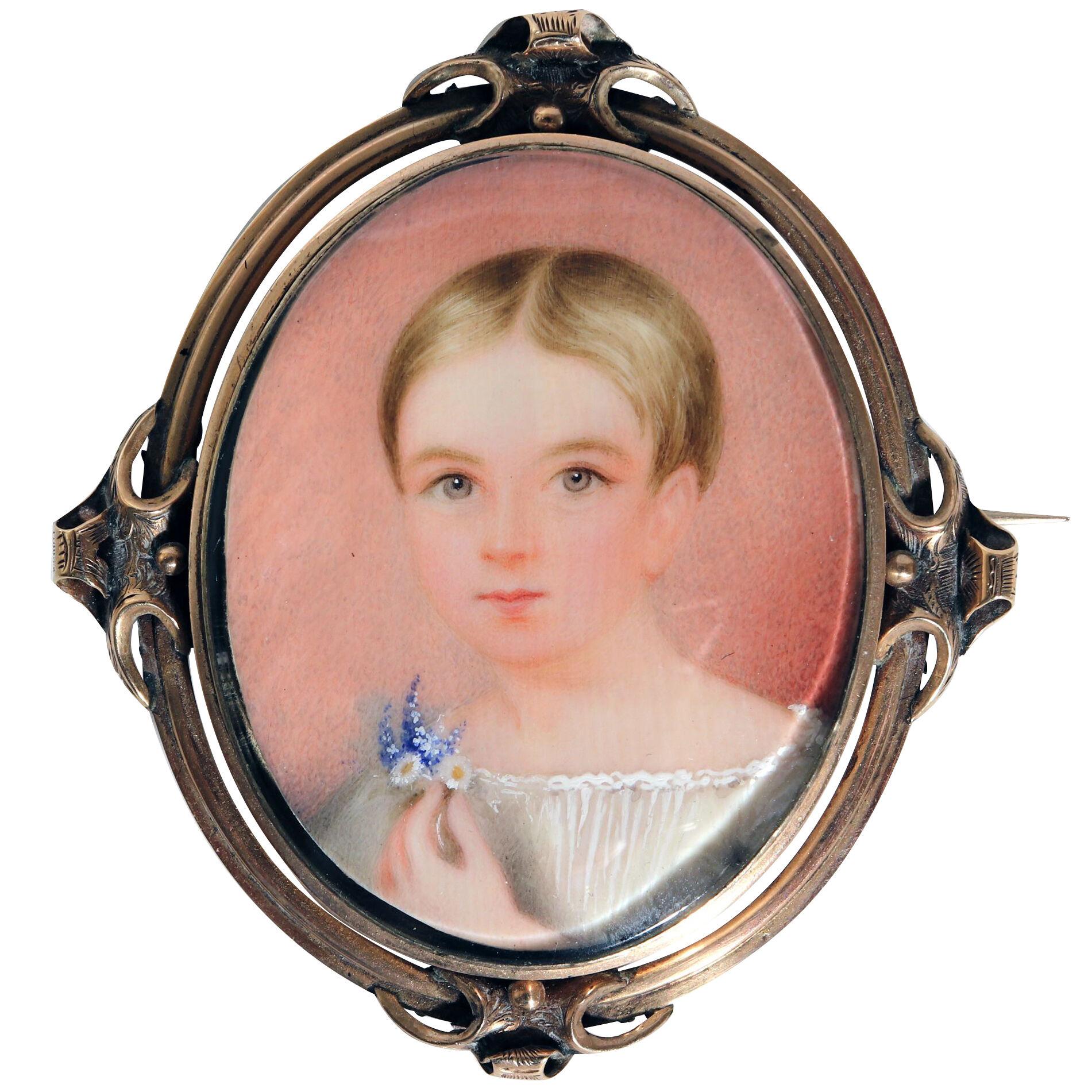 American Portrait Miniature of Young Girl