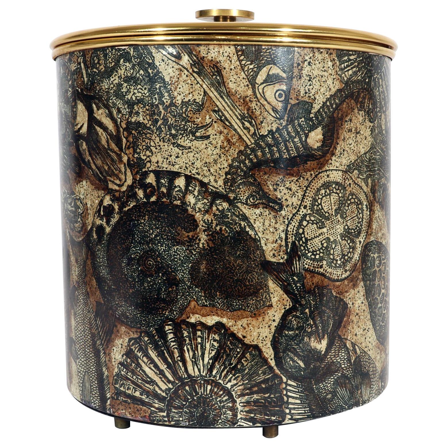 Piero Fornasetti Ice Bucket, Decorated with Sea Shells & Fish