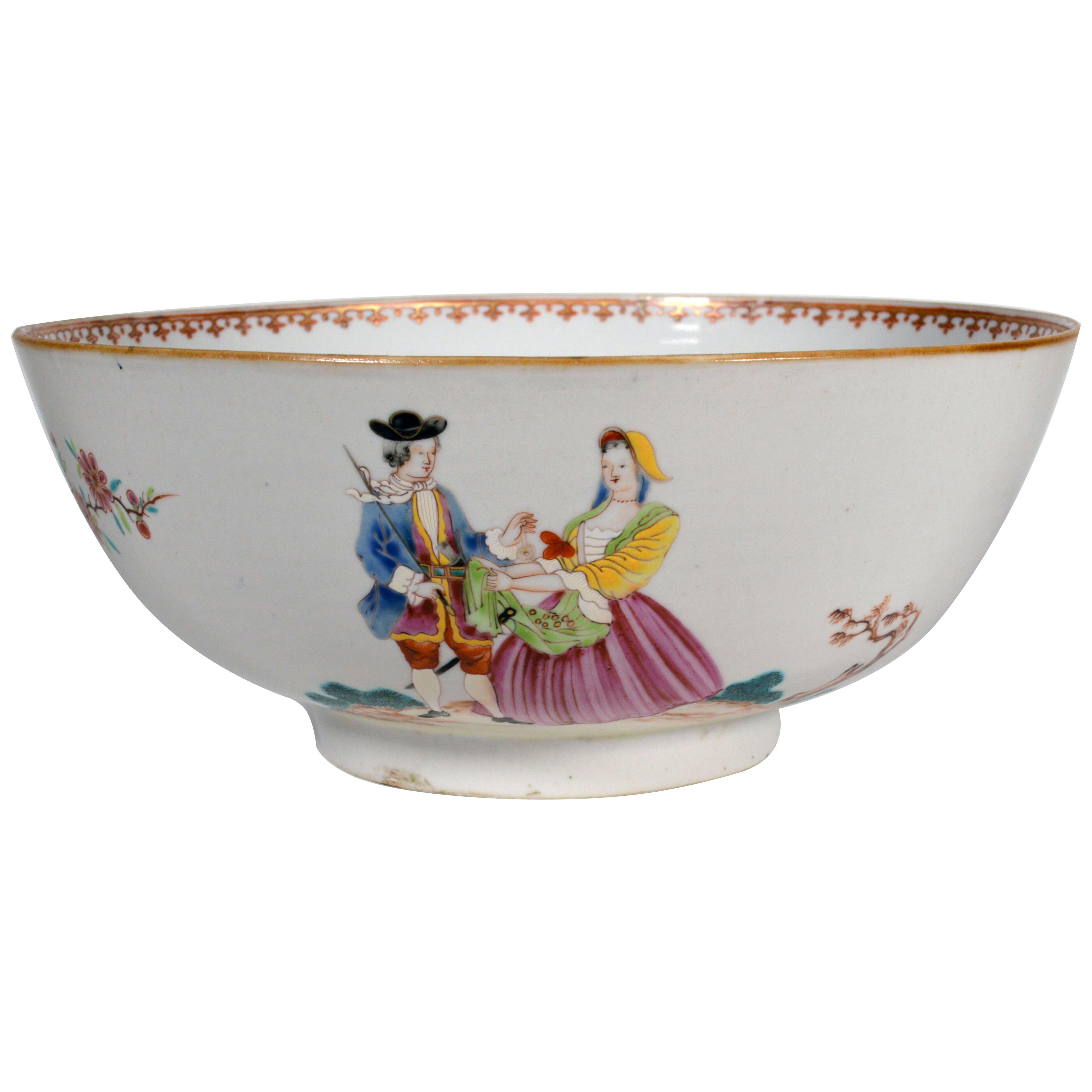 Chinese Export Porcelain  Punch Bowl, Sailor's Farewell and Return Bowl 