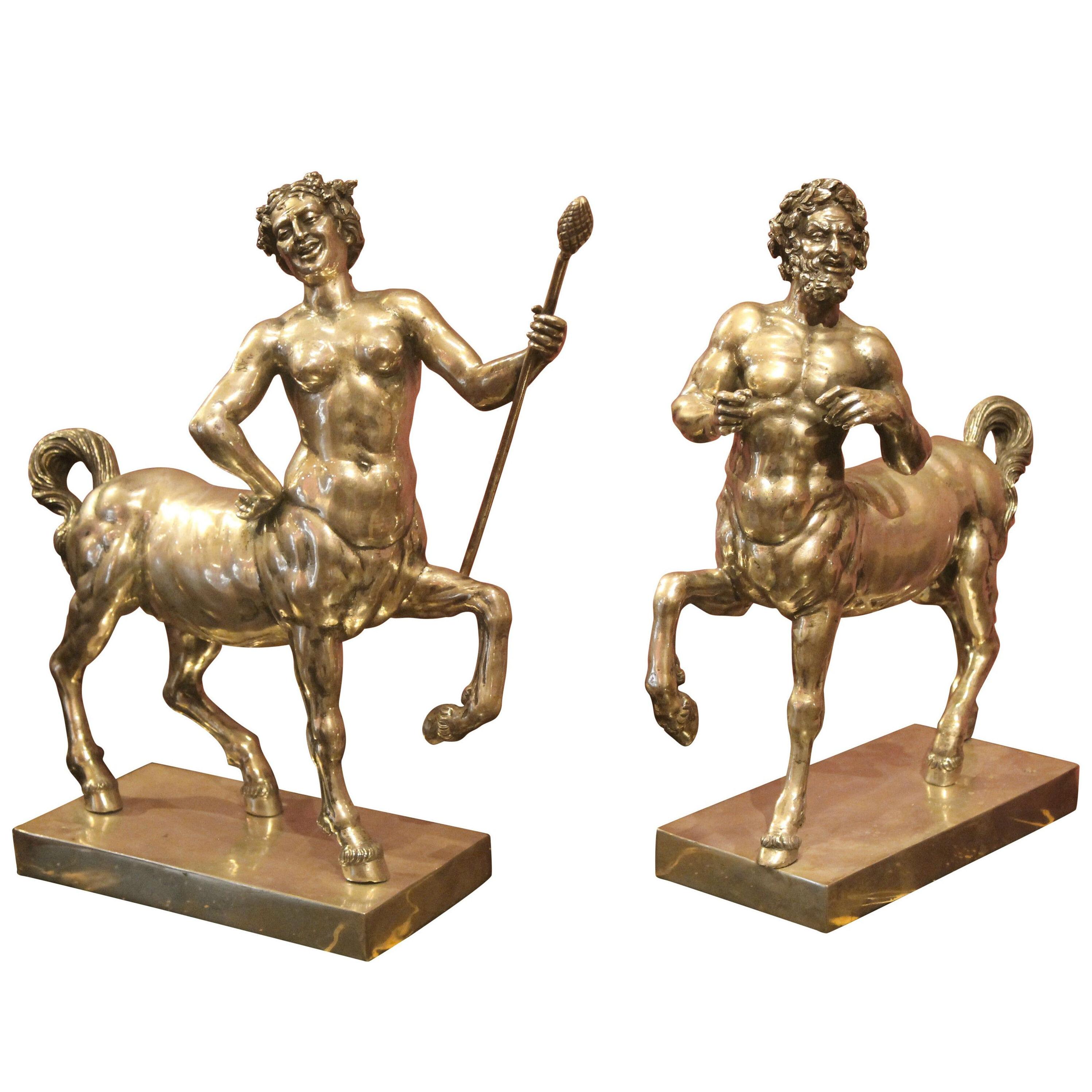 19th Century Italian Neoclassical Style Silver Sculptures Centaurs Model Satues