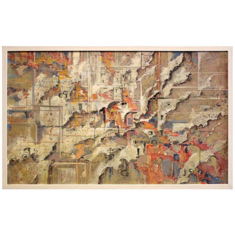 Urban Abstraction (ripped off posters) Italian Expressionist Painting on Canvas