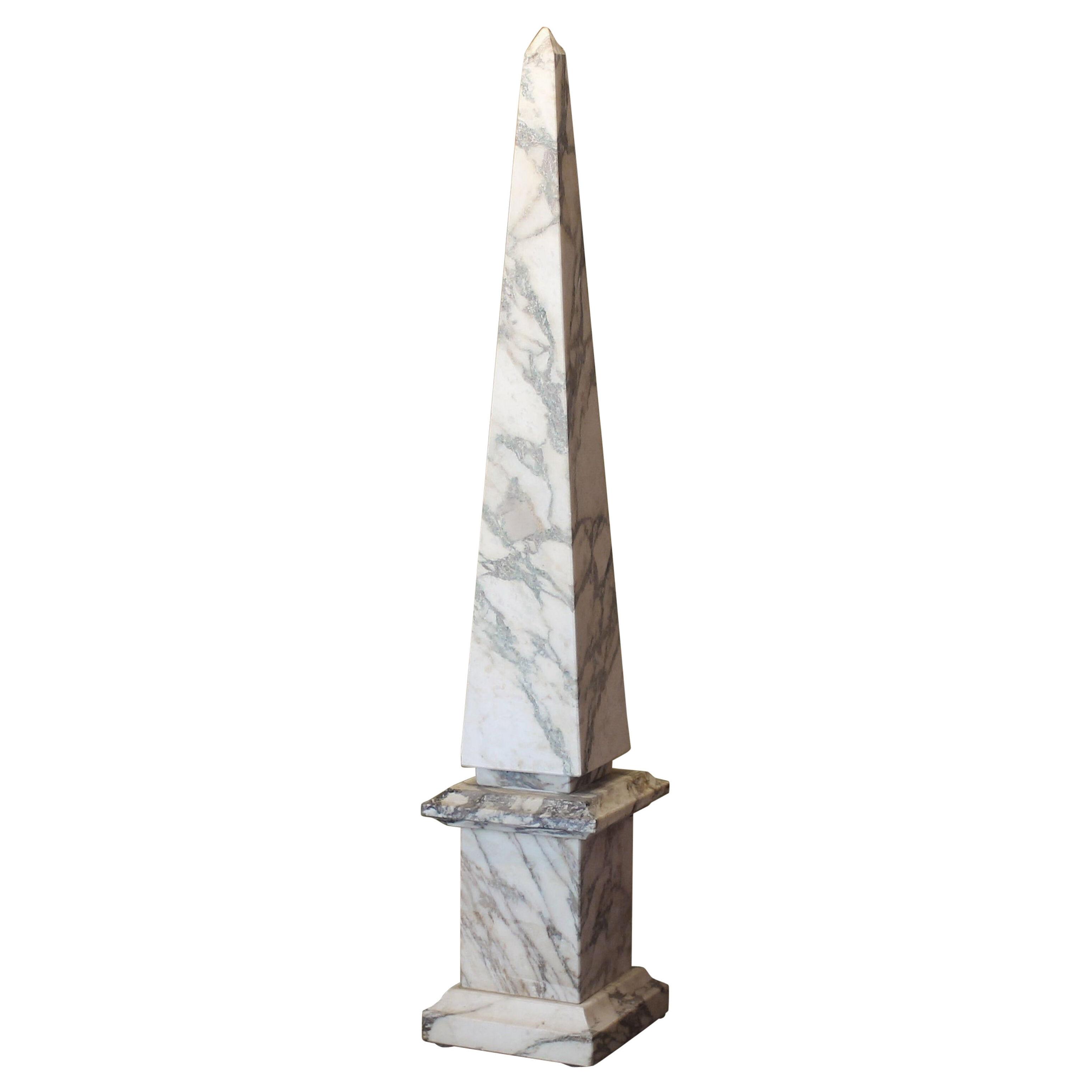 19th Century Italian Empire Period White Veneered Paonazzo Marble Obelisk