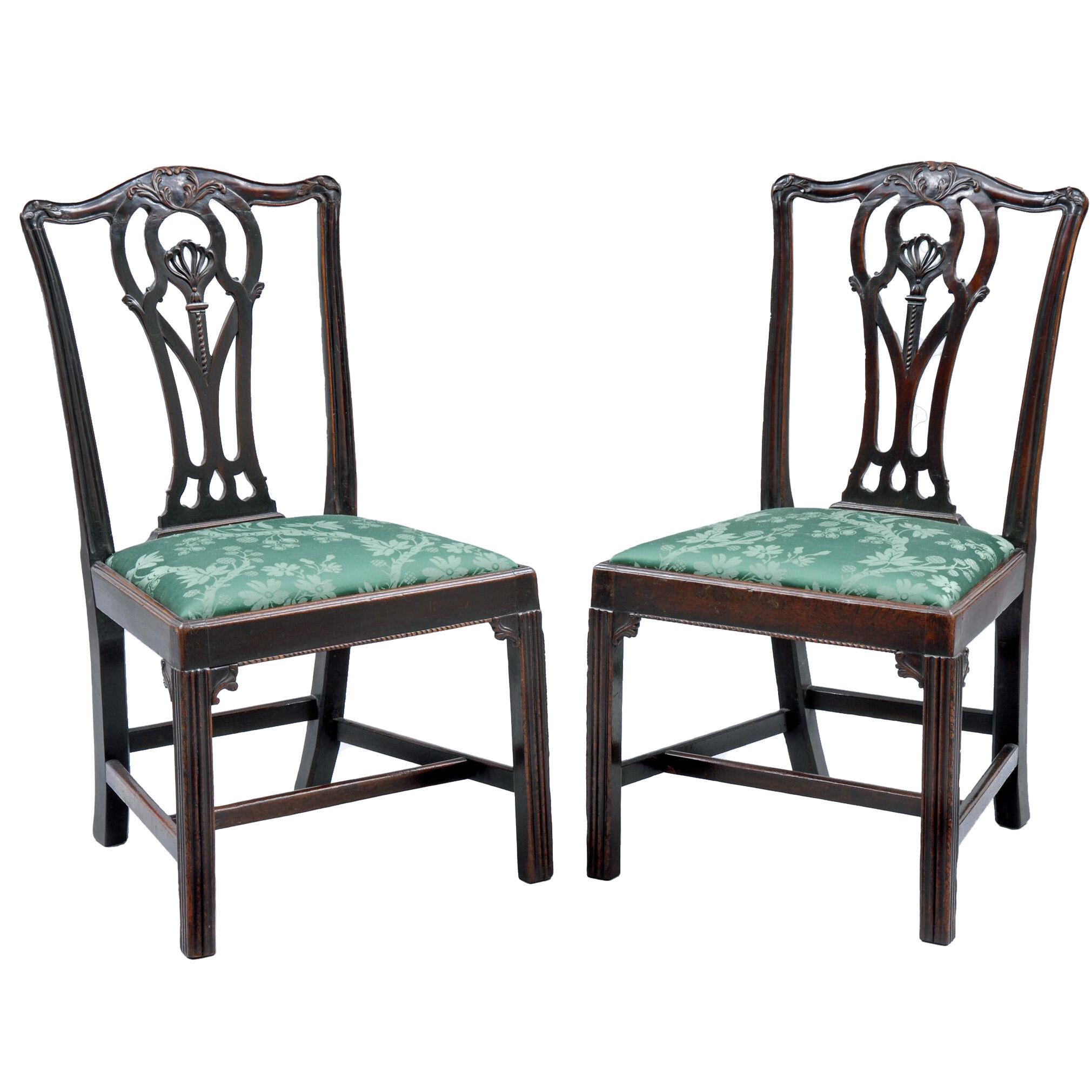 Pair of Period Chippendale Mahogany Side Chairs, 18th Century