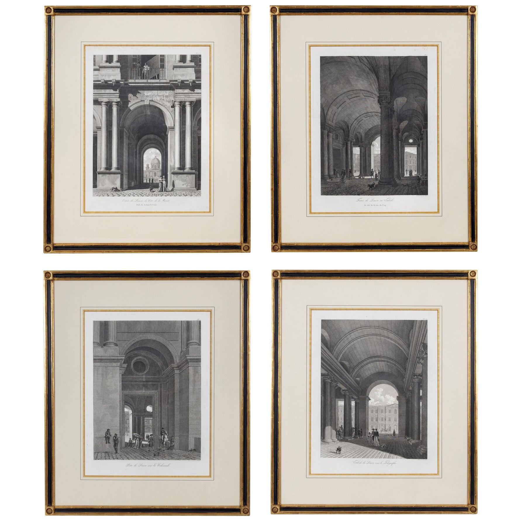 Set Four Engravings of the Entrances to the Louvre by Louis-Pierre Baltard