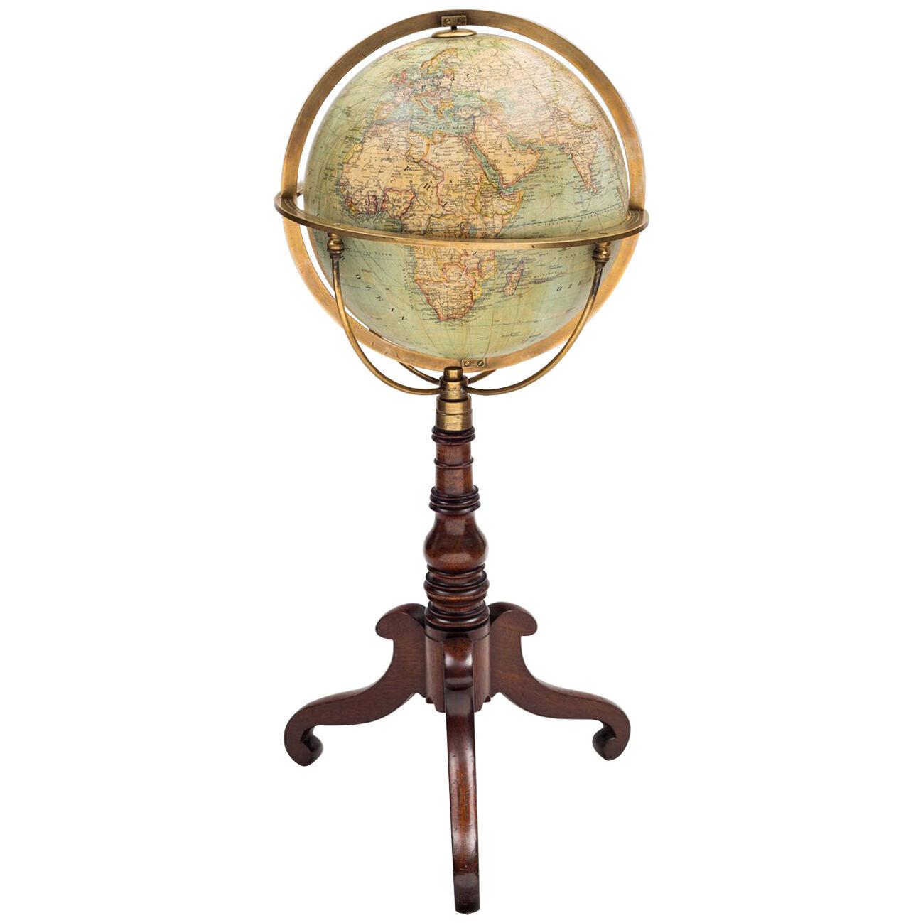 12" German Terrestrial Globe on Stand, Circa 1880