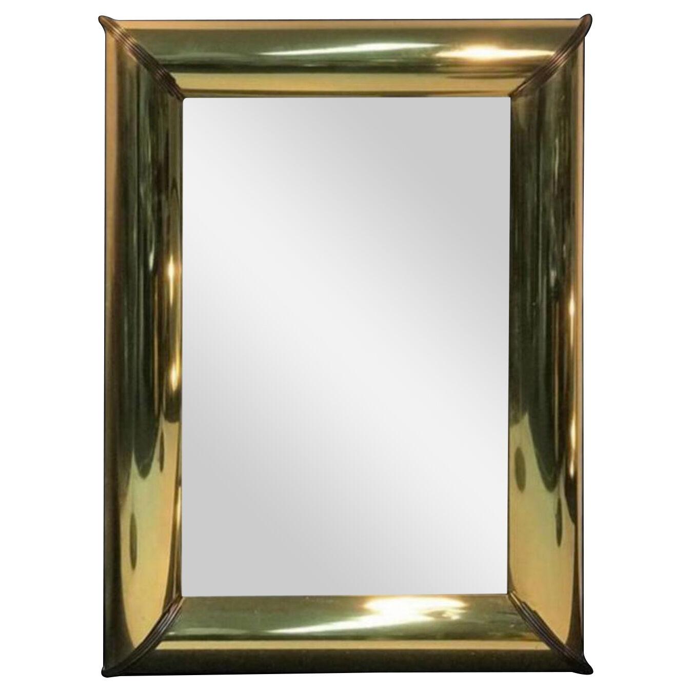 Monumental Brass Mirror With Brass Trim and Bold Moldings