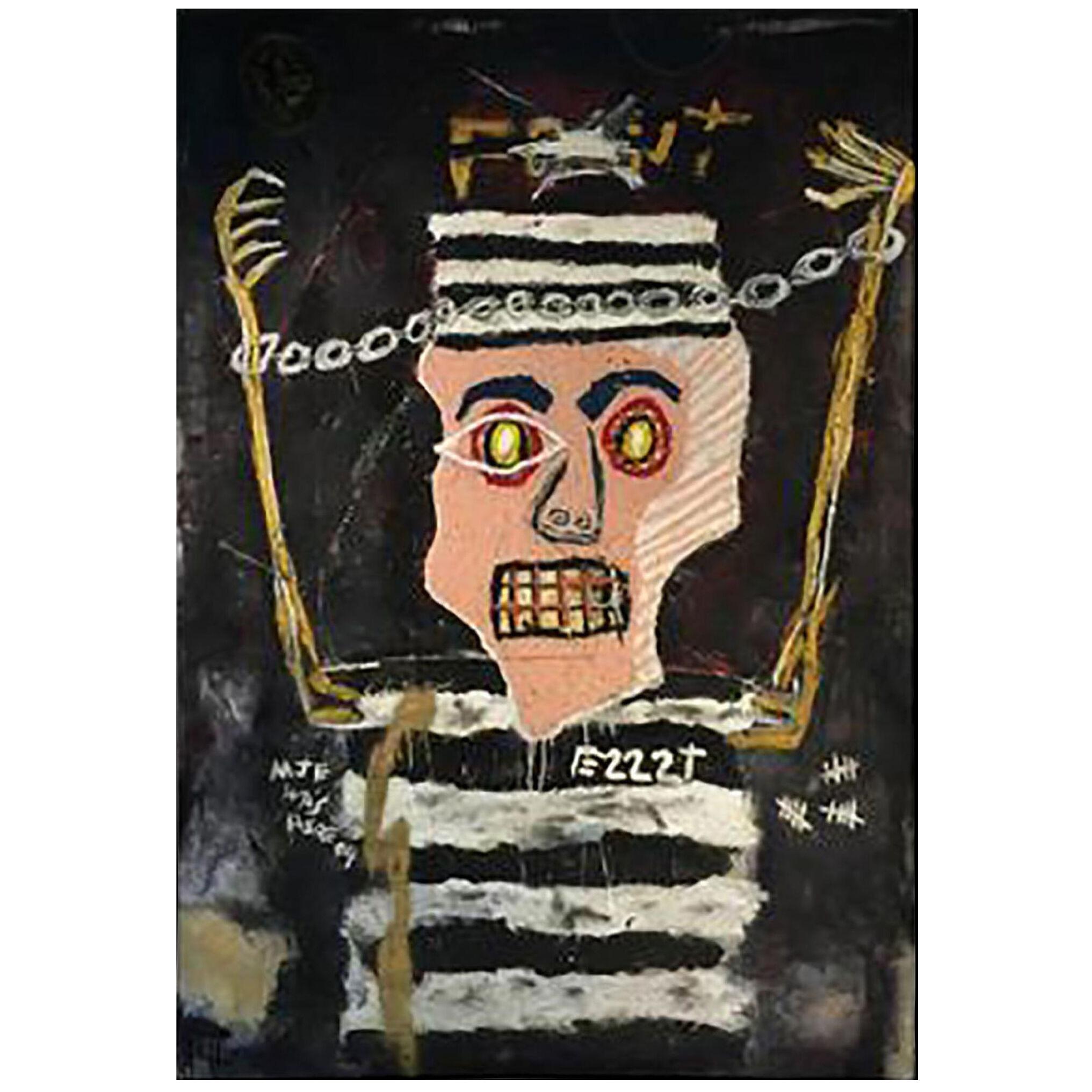 Modernistic Painting After Jean-michel Basquiat, Circa 1980