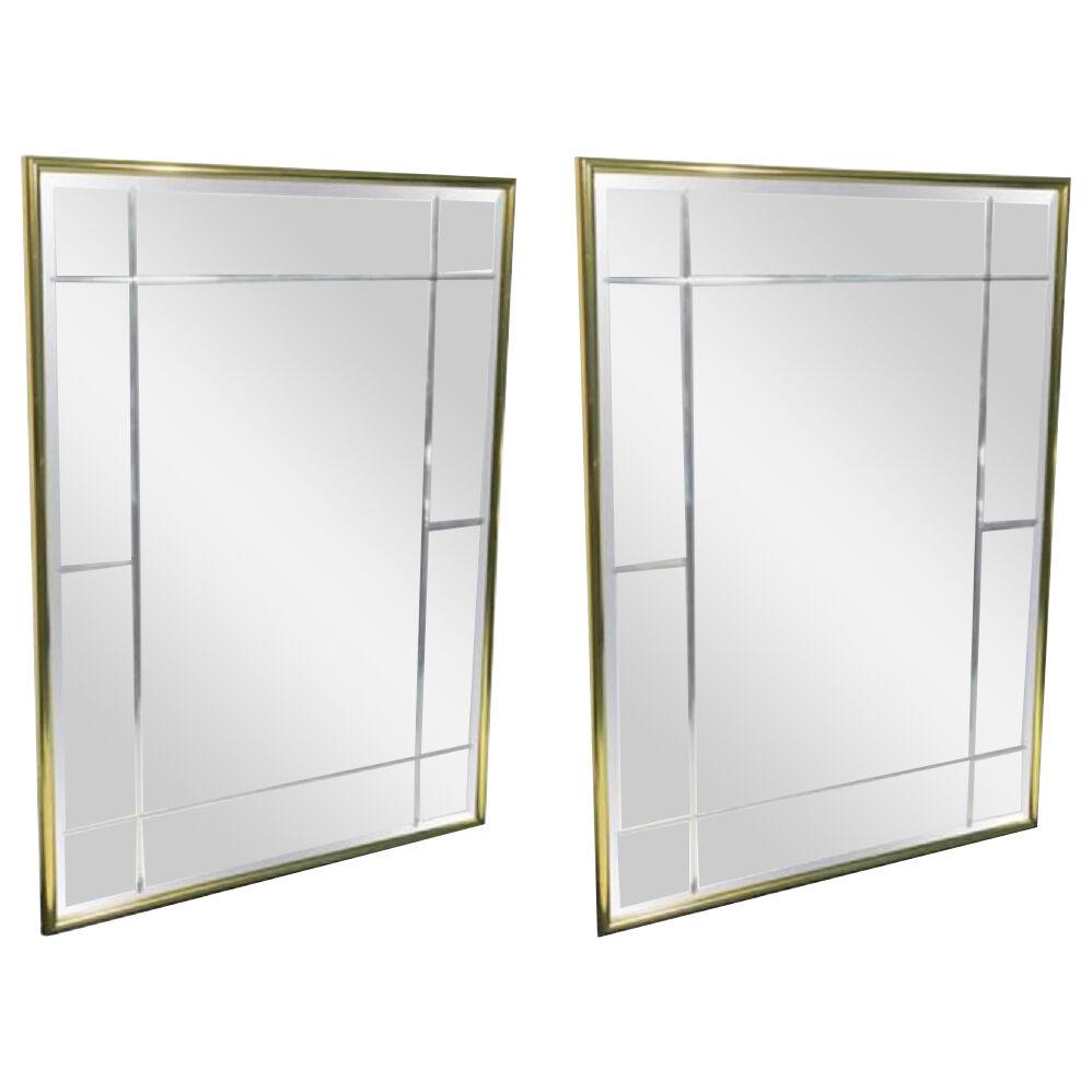 Brass Mirrors in Die Etched Style - a Pair