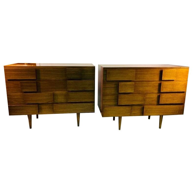 20th Century Pair of Finished Wood Cabinets in the Manner of Gio Ponti