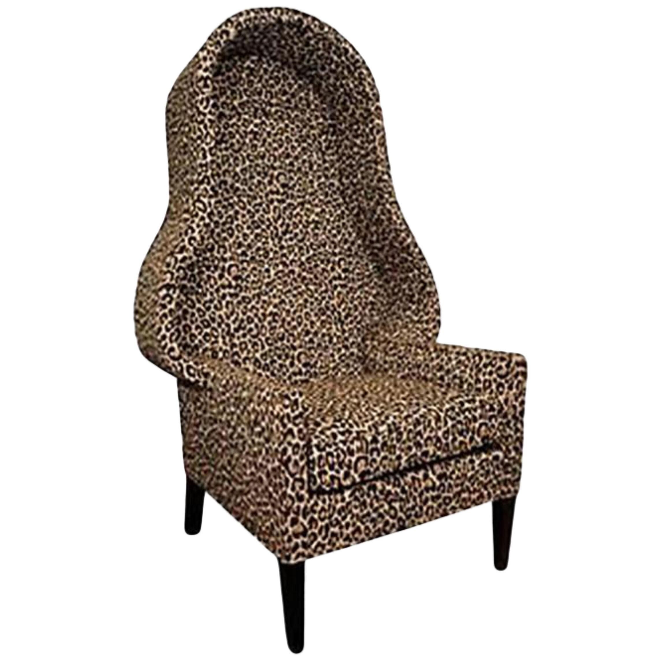 Hollywood Regency Leopard Print Canopy Chair	
