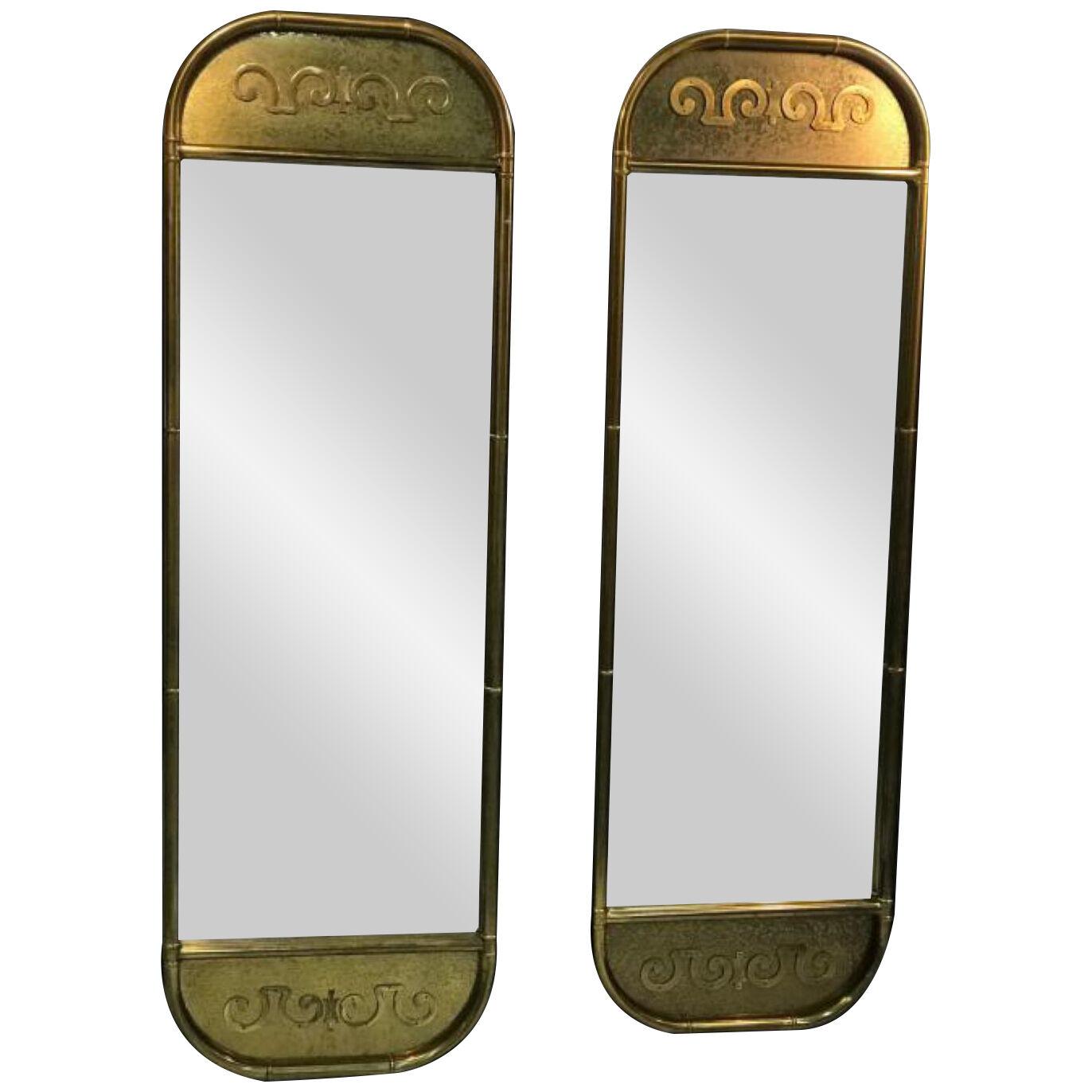 Exceptional Brass Mirrors by Mastercraft - a Pair